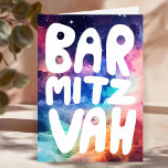 BAR MITZVAH Customisable Rainbow Galaxy Congrats Card<br><div class="desc">Hand drawn text by me for you with a colourful rainbow background. Add your own text to the inside of the card. For more designs and colours check my shop! Or let me know if you'd like something custom. I also have matching wrapping paper and of course both Bar and...</div>
