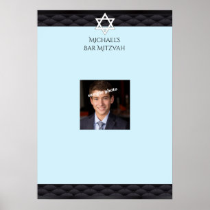 Bar Mitzvah, Elegant Black, Photo, Sign in Board