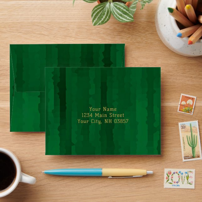 Bar Mitzvah Emerald Green Techno Streaks Envelope (Desk)