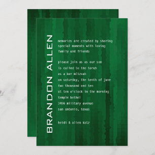 Bar Mitzvah Emerald Green Techno Streaks Invitation
