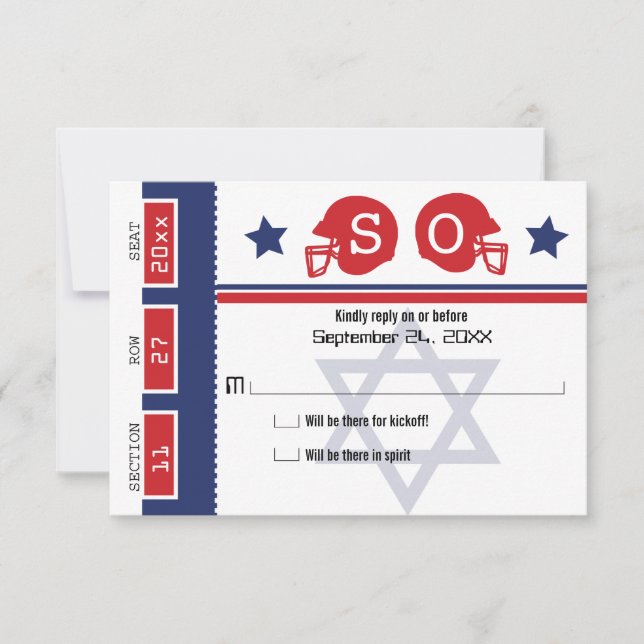 Bar Mitzvah Football Ticket RSVP (Front)