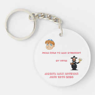 Bar Mitzvah "from boy to man" key chain-humourous  Ring