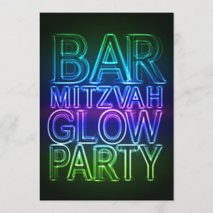 Bar Mitzvah GLOW PARTY Birthday Invitation