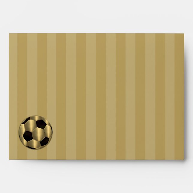 Bar Mitzvah Gold and Black Soccer Ball Envelope (Front)