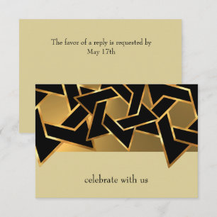 Bar Mitzvah Gold and Black Star of David RSVP Card