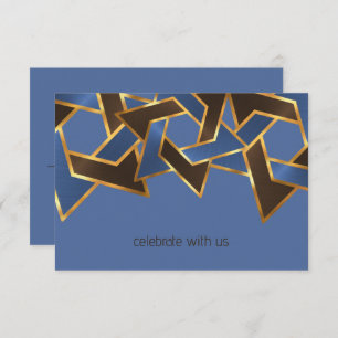 Bar Mitzvah Gold Blue Brown Star of David RSVP Invitation