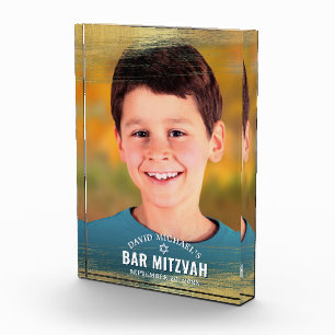 Bar Mitzvah Gold Brush Bold Modern Typography Photo Block