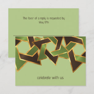 Bar Mitzvah Gold Green Brown Star of David RSVP Card
