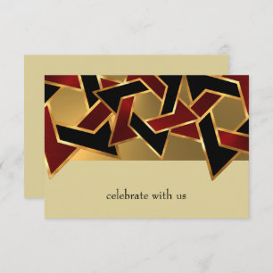 Bar Mitzvah Gold Red Black Star of David RSVP Card