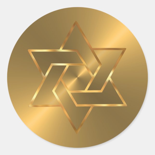 Bar Mitzvah Gold Star of David on Gold Classic Round Sticker (Front)