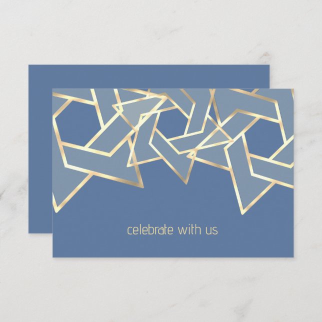 Bar Mitzvah Gold Star of David RSVP Invitation (Front/Back)