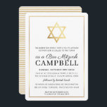 BAR MITZVAH gold star tradtional modern black Invitation<br><div class="desc">by kat massard >>> https://linktr.ee/simplysweetpaperie <<< A modern, simply classy invitation design for your child's BAR, Bat or B'NAI MITZVAH TIP :: 1. To change/move graphics & fonts and add more text - hit the "customise it" button. - - - - - - - - - - - - -...</div>