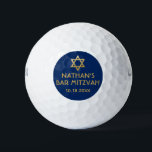 Bar Mitzvah Golf Ball Favours Blue Gold<br><div class="desc">Golf Ball Bar Mitzvah Save the Dates and Favours in modern and minimalist navy blue and gold personalised with your name and party date and a Star of David at the top. Background and font colours can be changed to match your event colour theme,  just click "customise further".</div>