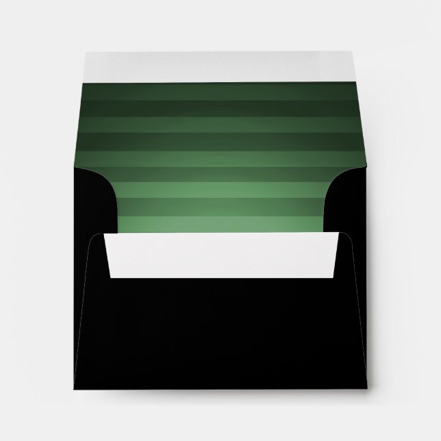 Bar Mitzvah Green and Black Horizontal Stripes Envelopes (Back (Bottom))