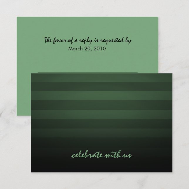 Bar Mitzvah Green and Black Horizontal Stripes Invitation (Front/Back)