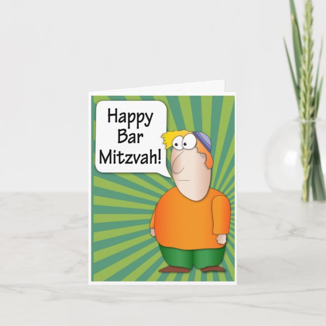 Bar Mitzvah greeting card - Jewish Boy character (Front)