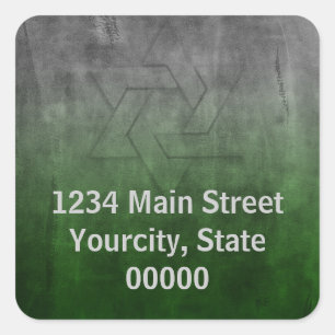 Bar Mitzvah Grunge Green Return Address Seal