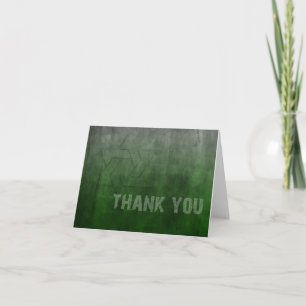 Bar Mitzvah Grunge Green Thank You Card