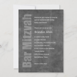 Bar Mitzvah Grunge Grey Invitation