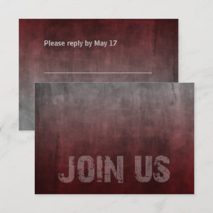 Bar Mitzvah Grunge Red RSVP Card