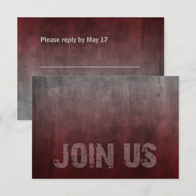 Bar Mitzvah Grunge Red RSVP Card (Front/Back)