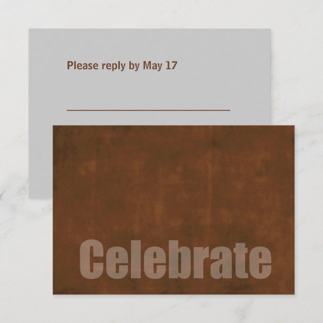 Bar Mitzvah Grunge Rust RSVP Card (Front/Back)