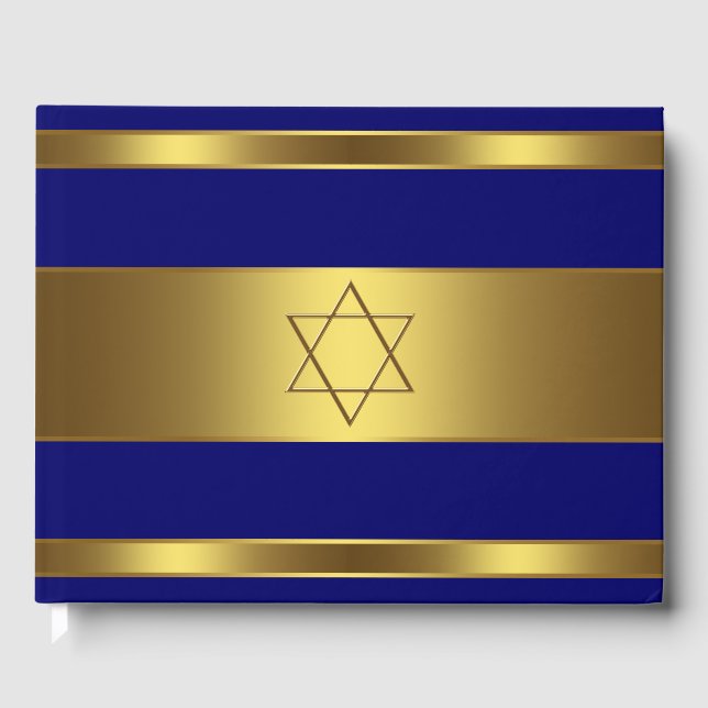 Bar Mitzvah Guest Book Royal Blue and Gold (Front)