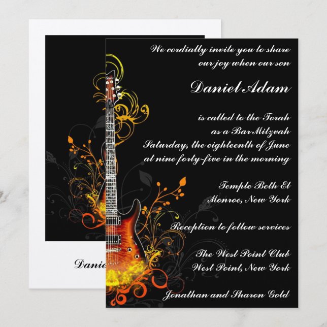 Bar Mitzvah Guitar Invitation (Front/Back)