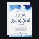BAR MITZVAH hand lettered blue watercolor hebrew Invitation<br><div class="desc">by kat massard >>> kat@simplysweetPAPERIE.com <<< A super cool & modern invitation design for your son's BAR MITZVAH TIP :: 1. To change/move graphics & fonts and add more text - hit the "customise it" button. - - - - - - - - - - - - - - -...</div>