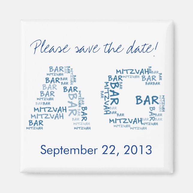 Bar Mitzvah in Monogram Magnet (Front)