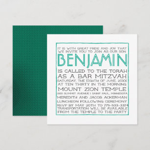 Bar Mitzvah Invitation - 2018 Pantone Arcadia