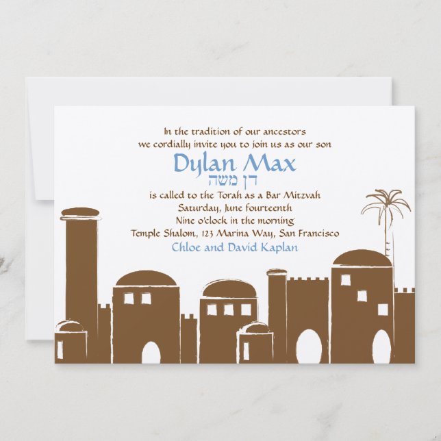 Bar Mitzvah Invitation Dylan Max Jerusalem (Front)