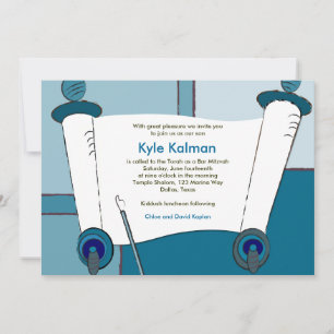 Bar Mitzvah Invitation Kyle Torah Blue