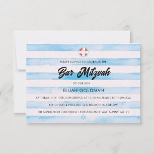 Bar Mitzvah Invitation Nautical Pool Party