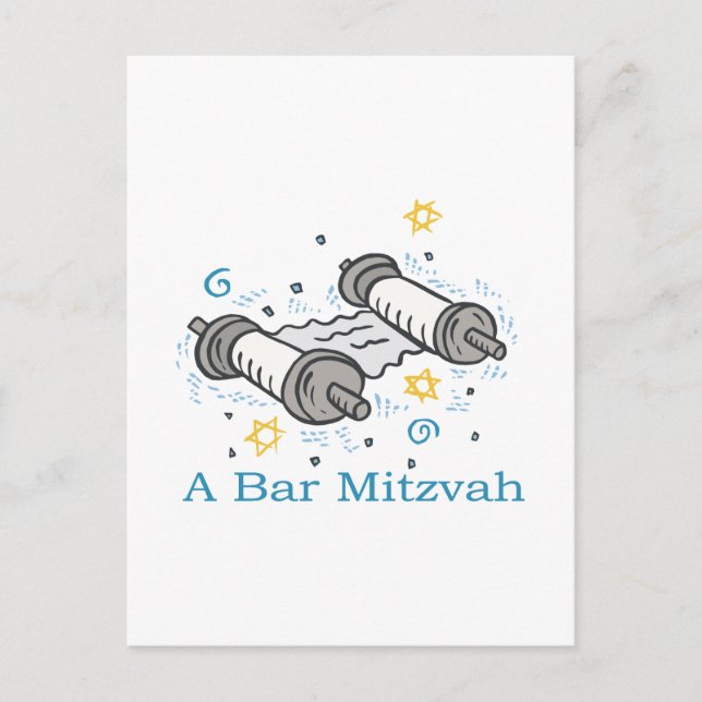 Bar Mitzvah Invitation Postcard (Front)