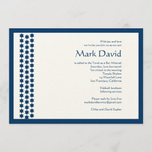 Bar Mitzvah Invitation Star David TEXTURED Tan