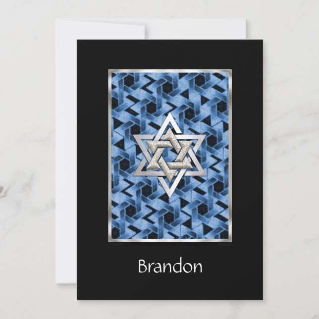 Bar Mitzvah Invitation Star of David Blue (Front)