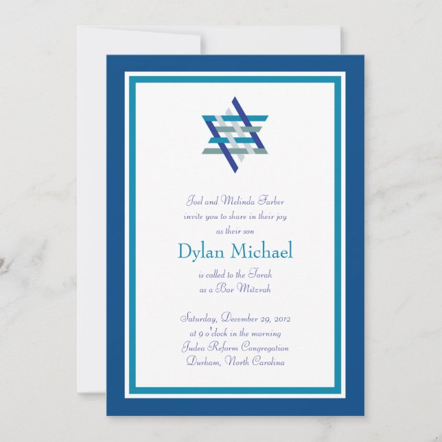 Bar Mitzvah Invitation | Woven Star (Front)