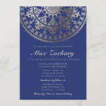 Bar Mitzvah Invitations Gold Foil<br><div class="desc">Intricate damask pattern solar mandala with faux gold foil overlay. You can change the colour of the background to whatever you want. You can also move,  rotate & resize the mandala(s) however you like on both sides.</div>