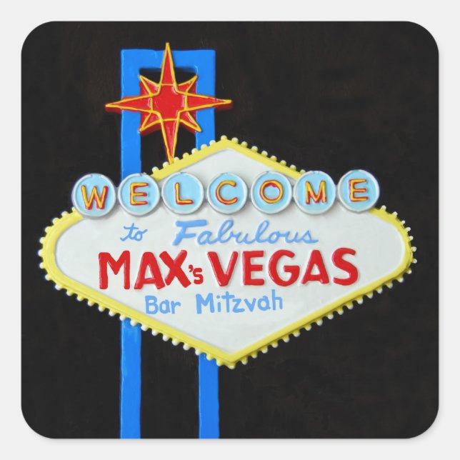 Bar Mitzvah Las Vegas personalised Max Square Sticker (Front)