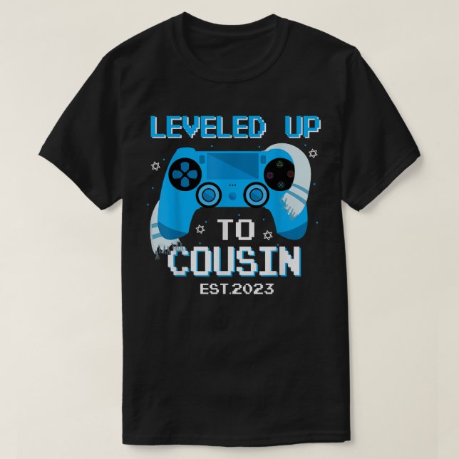 Bar Mitzvah Levelled Up To Cousin Est  T-Shirt (Design Front)