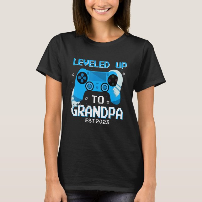 Bar Mitzvah Levelled Up To Grandpa Est 2023 New Gr T-Shirt (Front)