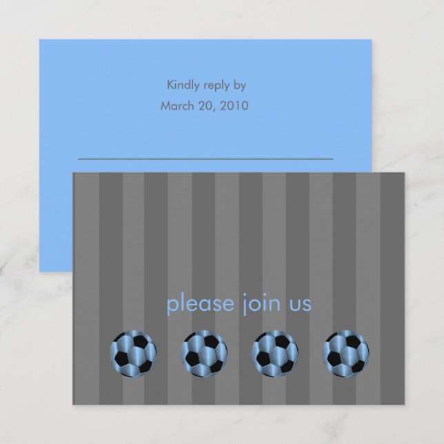 Bar Mitzvah Light Blue and Black Soccer Ball Invitation (Front/Back)