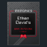 BAR MITZVAH MEMORIES gamer cool trendy red black Notebook<br><div class="desc">by kat massard >>> WWW.SIMPLYSWEETPAPERIE.COM <<< - - - - - - - - - - - - - - - - A super cool GAMER THEMED welcome sign for your event. Setup as a template it is simple for you to add your own details, or hit the customise button...</div>