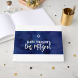 BAR MITZVAH modern blue watercolor gold writing Guest Book<br><div class="desc">by kat massard >>> WWW.SIMPLYSWEETPAPERIE.COM <<<

*** kat@simplysweetpaperie.com</div>