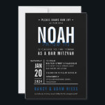 BAR MITZVAH modern bold block royal blue black Invitation<br><div class="desc">by kat massard >>> WWW.SIMPLYSWEETPAPERIE.COM <<< - - - - - - - - - - - - CONTACT ME to help with balancing your type perfectly Love the design, but would like to see some changes - another colour scheme, product, add a photo or adapted for a different occasion...</div>