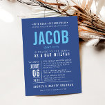 BAR MITZVAH modern bold block type royal blue  Invitation<br><div class="desc">by kat massard >>> WWW.SIMPLYSWEETPAPERIE.COM <<< - - - - - - - - - - - - CONTACT ME to help with balancing your type perfectly Love the design, but would like to see some changes - another colour scheme, product, add a photo or adapted for a different occasion...</div>