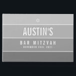 BAR MITZVAH modern bold ombre grey Guest Book<br><div class="desc">by kat massard >>> https://linktr.ee/simplysweetpaperie <<<</div>