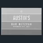 BAR MITZVAH modern bold ombre grey Guest Book<br><div class="desc">by kat massard >>> https://linktr.ee/simplysweetpaperie <<<</div>