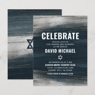 Bar Mitzvah Modern Bold Silver Foil Charcoal Grey Enclosure Card